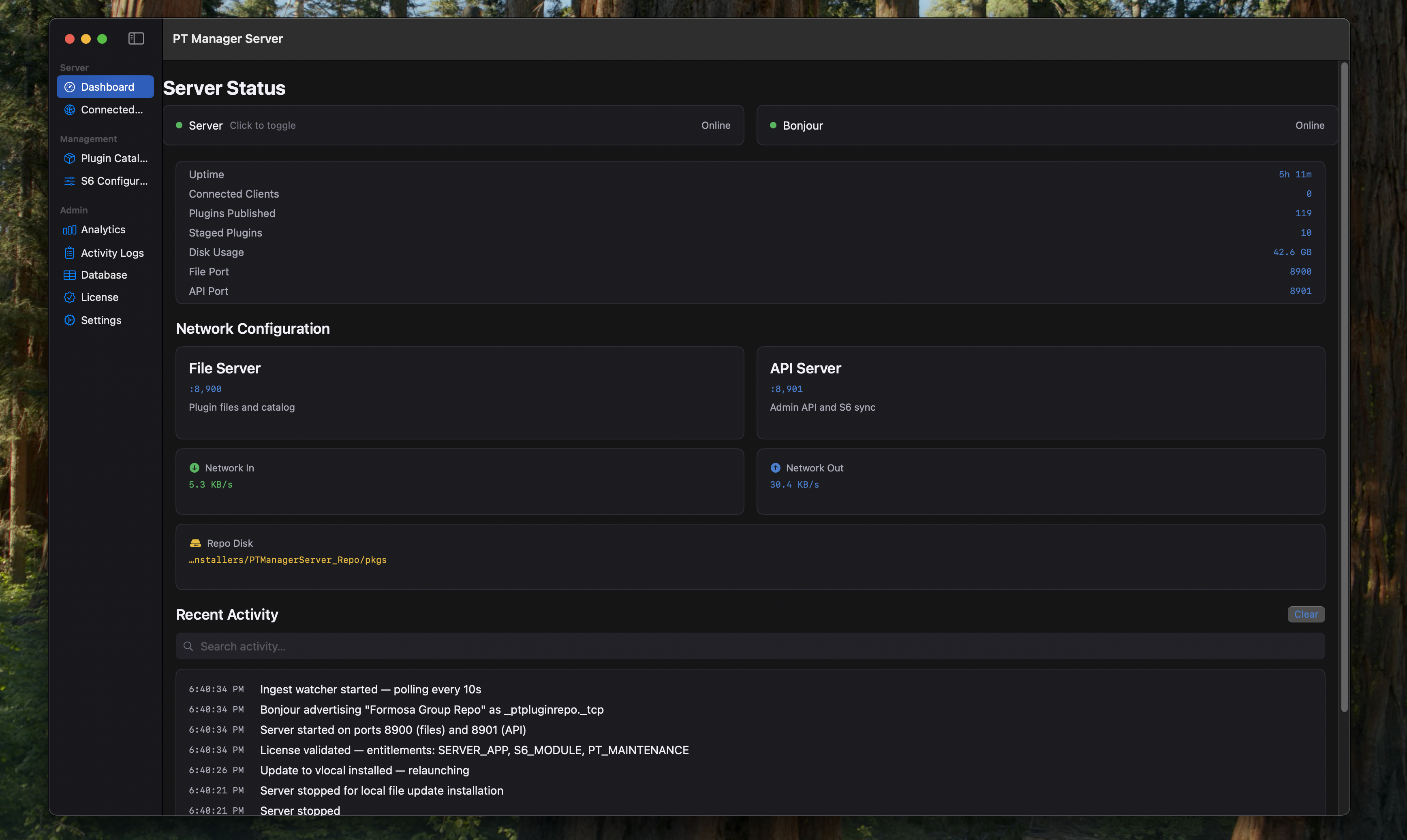 PT Manager Server
